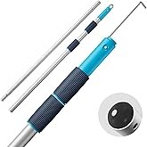 TidyMister 12 FT Heavy Duty Pool Pole with Retriever Hook, Prime Telescopic Aluminum Standard Pole for Swimming Pool Cleaning Tools Connect with Pool Net Skimmers, Brushes, Vacuum Heads
