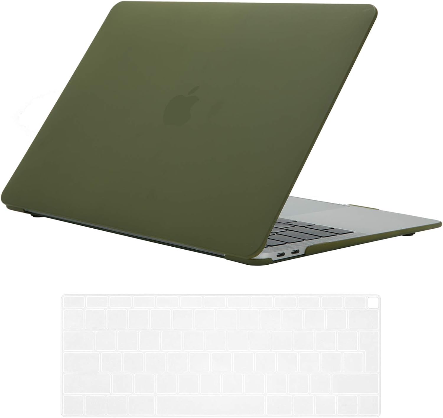 Se7enline compatible with Mac Book Air 13 Inch Case 2024 2023 2022 2021 2020 2019 2018 Hard Shell Cover for MacBook Air 13-Inch with Touch ID Model A1932/A2337/A2179 & Keyboard Cover,Avocado Green