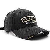 New York Hat Vintage Distressed Dad Hat Ripped Unstructured Low Profile Baseball Cap for Men & Women
