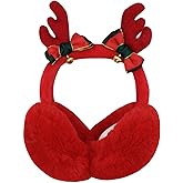 Caviotess Kids Winter Earmuffs Plush Faux Fur Cute Reindeer Antlers Ear Warmer Christmas Earflap for Women Girls
