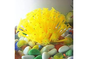 EastVita Soft Silicone Artificial Sea Anemone Multicolor Imitated Coral Ornaments for Fish Tank Aquarium Decoration Yellow