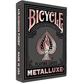 Bicycle Black and Rose Gold Metalluxe Playing Cards Premium Foil Deck | Elegant rose gold foil on black cards, Durable foil resists flaking, Air Cushion Finish, Made in USA, Collectible