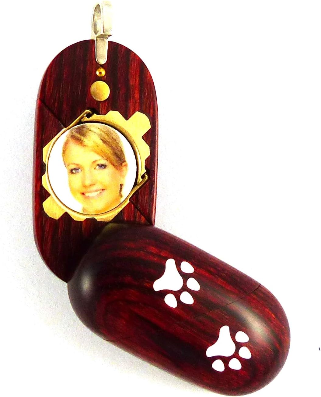 Illusion Lockets Paw Print Dog or Cat Pet Illusionist Locket Necklace Urn with Secret Compartments for Holding Cremation Ashes, Medications, Notes