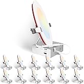 VATION LIGHTING Fire Rated 2HR 12 Pack 6 Inch 5CCT Ultra-Thin 1400LM Dimmable LED Recessed Light with Junction Box, No Fire Cone Needed, 2700/3000/3500/4000/5000K Selectable, ETL&FCC Listed