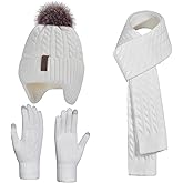 Kids Winter Hat Gloves Scarf Set for 2-14 Years Old Warm Fleece Lining