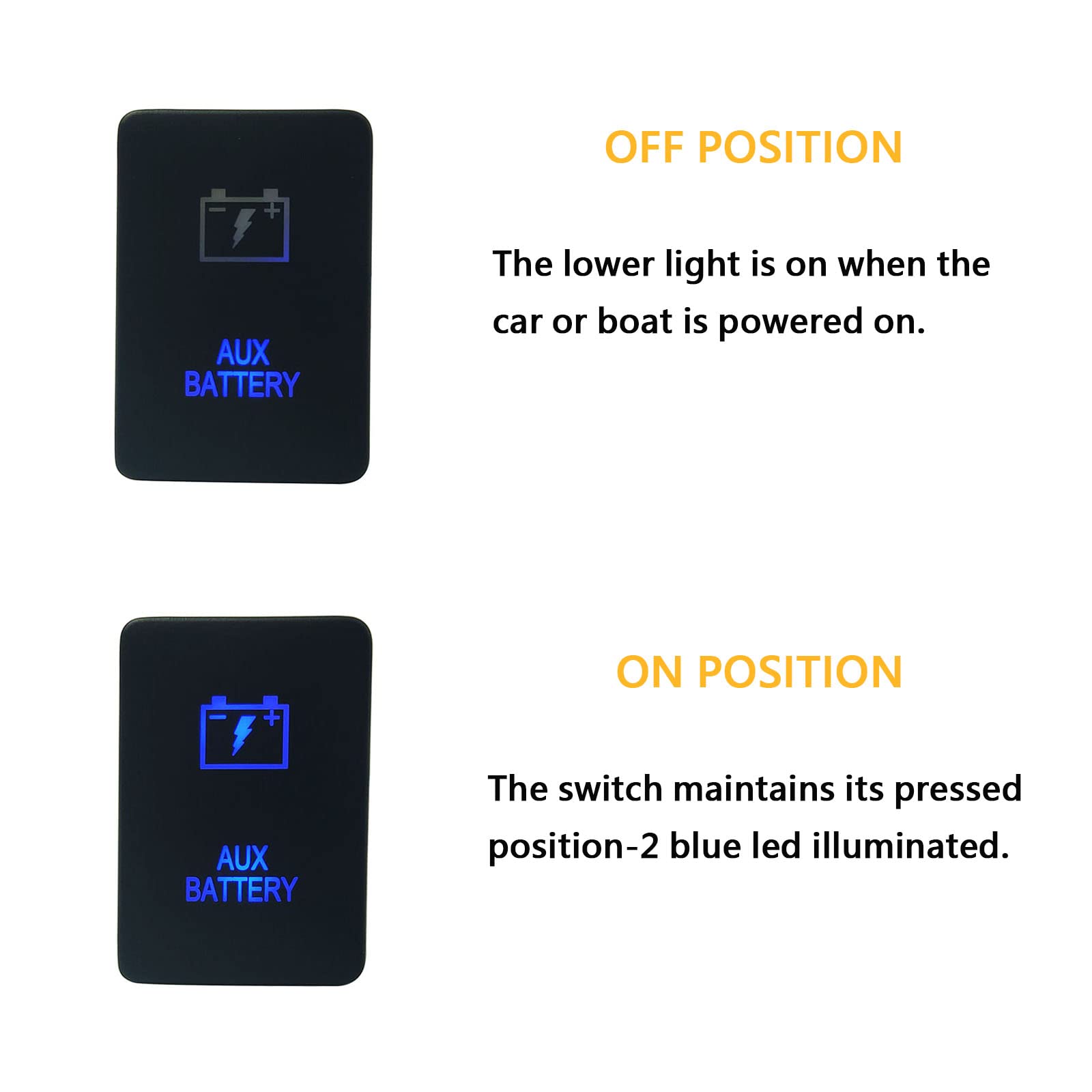 Blue AUX Battery Push Button Switch for Toyota