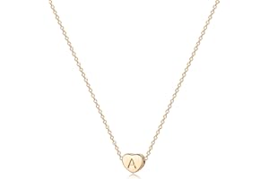 FETTERO Tiny Gold Initial Heart Necklace-14K Gold Plated Handmade Dainty Letter Heart Necklace for Women Necklace Jewelry