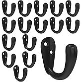 CBWLWJ 16 Pakc Coat Hooks Wall Mounted Single Prong Robe Wall Hooks for Hanging Towel Hooks for Living Room, Bathroom, Kitchen, Bedroom for Coat, Bag, Scarf, Towel, Hat, Key, Cup (Black)