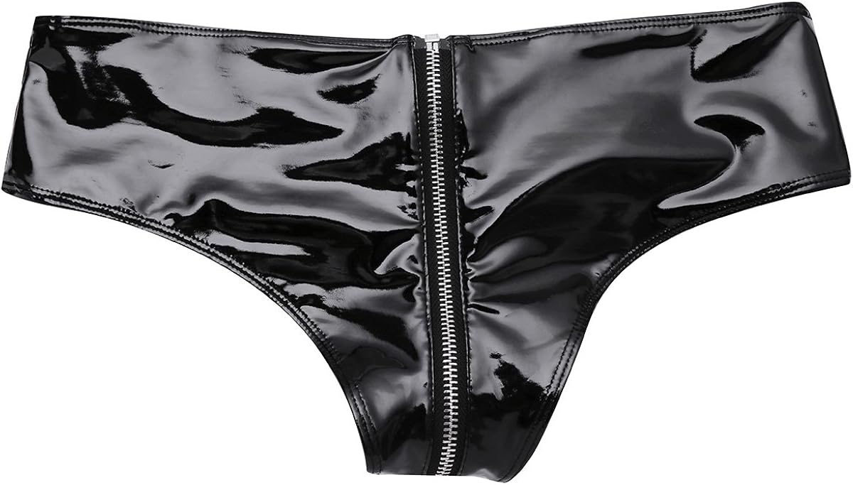 iEFiEL Womens Shiny Zipper Crotch Low Rise Bikini Briefs Special Night Underwear Club Wear: Clothing
