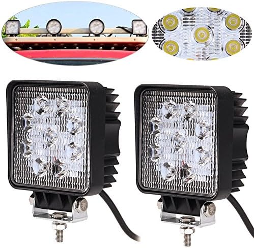 Oplips 2 X 27W Led Work Light Lamp off Road High Power ATV Jeep 4x4 Tractor Truck Light Fog Driving Bar Rree Truck SUV Car Waterproof Dustproof Shockproof Square