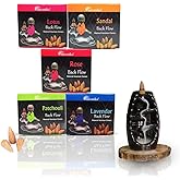ARO VATIKA Backflow Natural Masala Pack 'B' Incense 50 Cones | 5 Assorted Fragrances of Patchouli, Sandal, Lavender, Rose, Lotus | Best for Prayer, Meditation & Home Fragrance | Burn time- 16-18 mins
