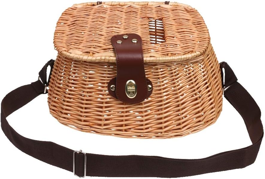 Wicker Fish Basket Fishing Creel Trout Perch Cage Tackle