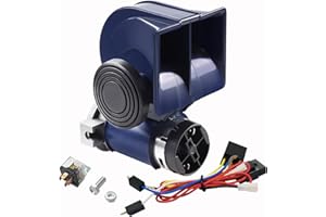 CAIRHORNCE Train Horn Air Horn for Truck, 12V 150db Super Loud Snail Car Horn Kit Electric Train Horn for Car with Compressor, Air Horn for Any 12V Vehicles Cars Jeeps Trucks Motorcycles (Blue)