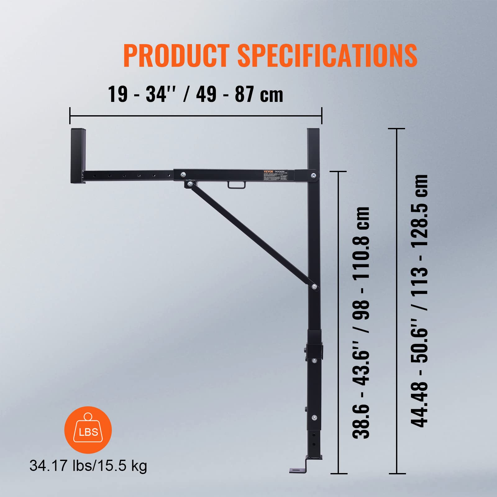 VEVOR Ladder Rack For Pickup Load 113 Kg, Extendable Steel Luggage Rack ...