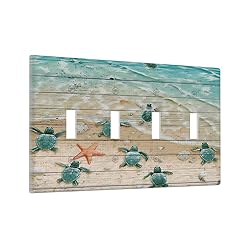 Sea Turtle Beach Rustic Wood Quad Toggle Light