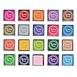 LOVOUS 20 Colors Rainbow Craft Finger Ink pads for Rubber Stamps Card Making Preschool Kids Finger Painting Training Washable Ink Pad Non-toxic