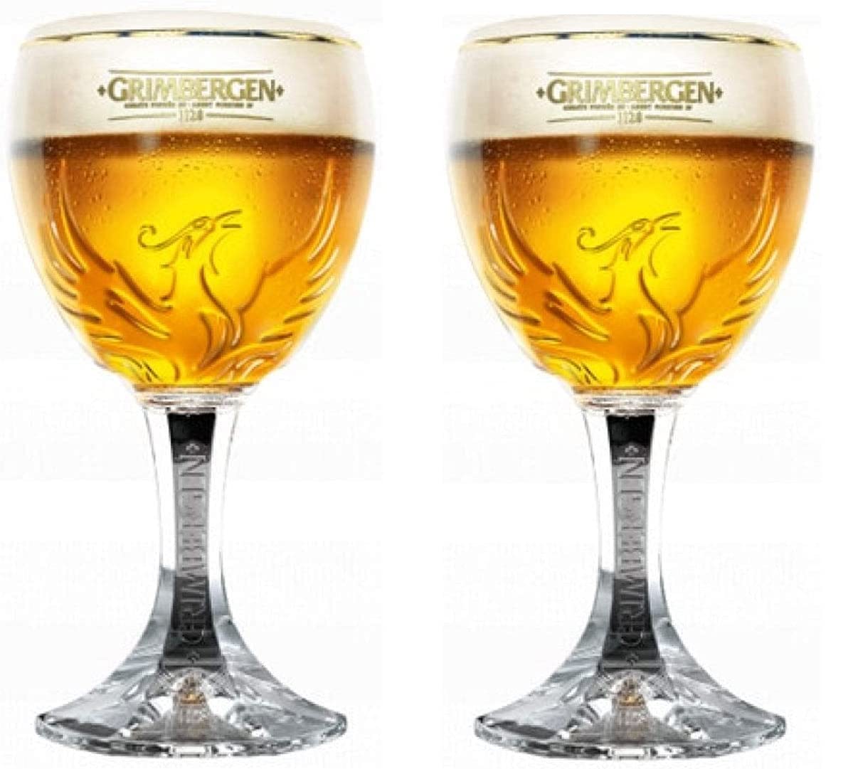 TUFF LUV Official Nucleated Grimbergen Belgian Beer Chalice/Glass 33CL [Set of 2]