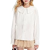 Barry Banny Girls Dress Shirt Button Down Blouse Kids School Uniform with Peter Pan Collar Size 6-16Y