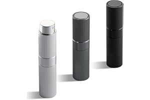 LISAPACK Perfume Travel Refillable Bottle - Atomizer Cologne Spray for Men Portable - Mini Sprayer Empty for Refill - Small Size 8ML Striped (Grey, Black, Silver)
