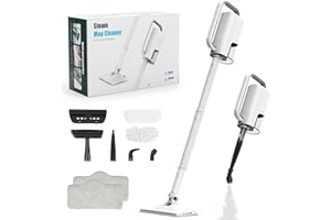 ACHTFACH 7-in-1 Steam Mop, 1200W Rotated Steam Cleaner for Home, 2 Modes, 400ML Removable Tank, 23FT Cord, 2 Washable Pads, Multi-Surface Steamer for Hard Floor, Laminate Floor, Tiles Cleaning (Jade White)