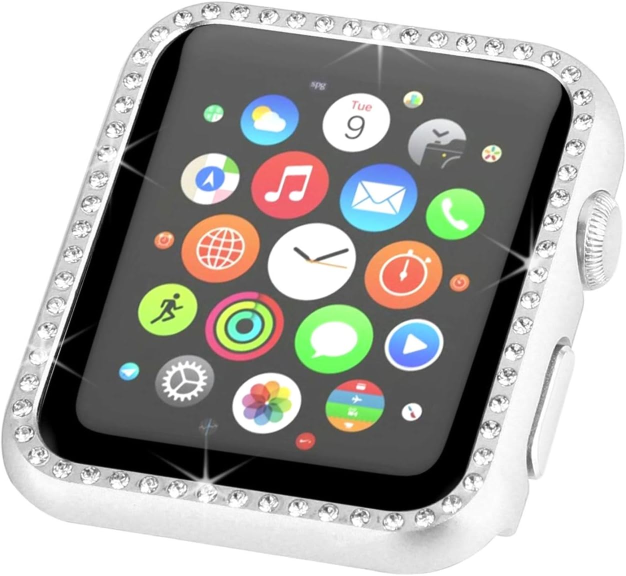 Fashion Metal Case with 3D Bling Crystal Diamonds Plate Protective Cover Ultra Thin Bumper Compatible for Apple Watch 38mm/42mm/40mm/44mm Series 1/2/3/4
