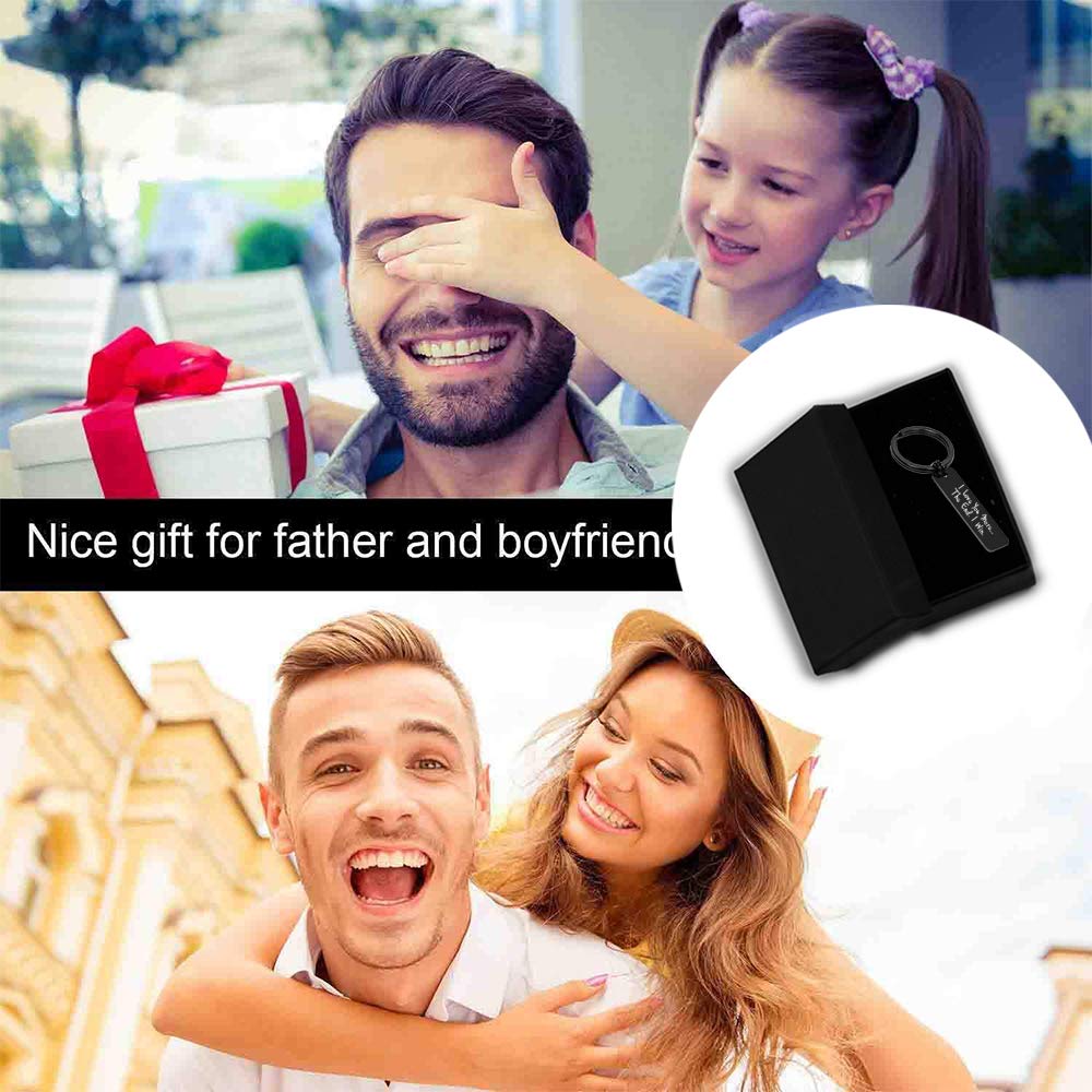 AXEN Key Chain Gift, I Love You Most The End I Win, Stainless Steel Keyring for Couple, Stytle 2, Black