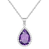 Sumonyo Diamond Teardrop Pendant Necklaces for Women Crystals Birthstone Costume Jewelry Gifts for Women,Gold Plated 17.92 + 1.97 inch Chain