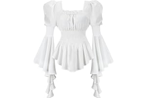 PARLSDY Womens Tops and Blouses Victorian Pirate Skirt Costumes Steampunk Plus Size Renaissance Shirt