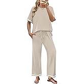SAMPEEL 2 Piece Sets for Women Casual Summer Travel Vacation Outfits Short Sleeve Lounge Set