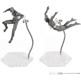 NovaViva Action Figure Stand with Adjustable Metal Support Arm, Action Figure Display Holder Stand Base Compatible with HG RG SD SHF Gundam 1/144 Toy with Screwdriver (2Pcs Clear)