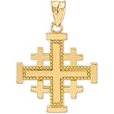 14k Yellow Gold Crusaders Jerusalem Cross Pendant