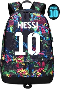 Amazon サッカー選手スターライオネルメッシ発光ボール収納バックパックスポーツ機器預金多機能学生ブックバッグ男性女性 パターン 1 Fanwenfeng スポーツケア アクセサリー 競技備品