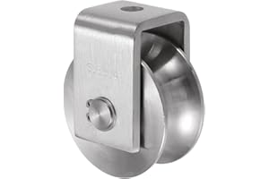 uxcell U Groove Wheel Pulley 304 Stainless Steel, 2.7" Dia Track Wheel Pulley Block Loading 2000lbs for Sliding Gate, Industr