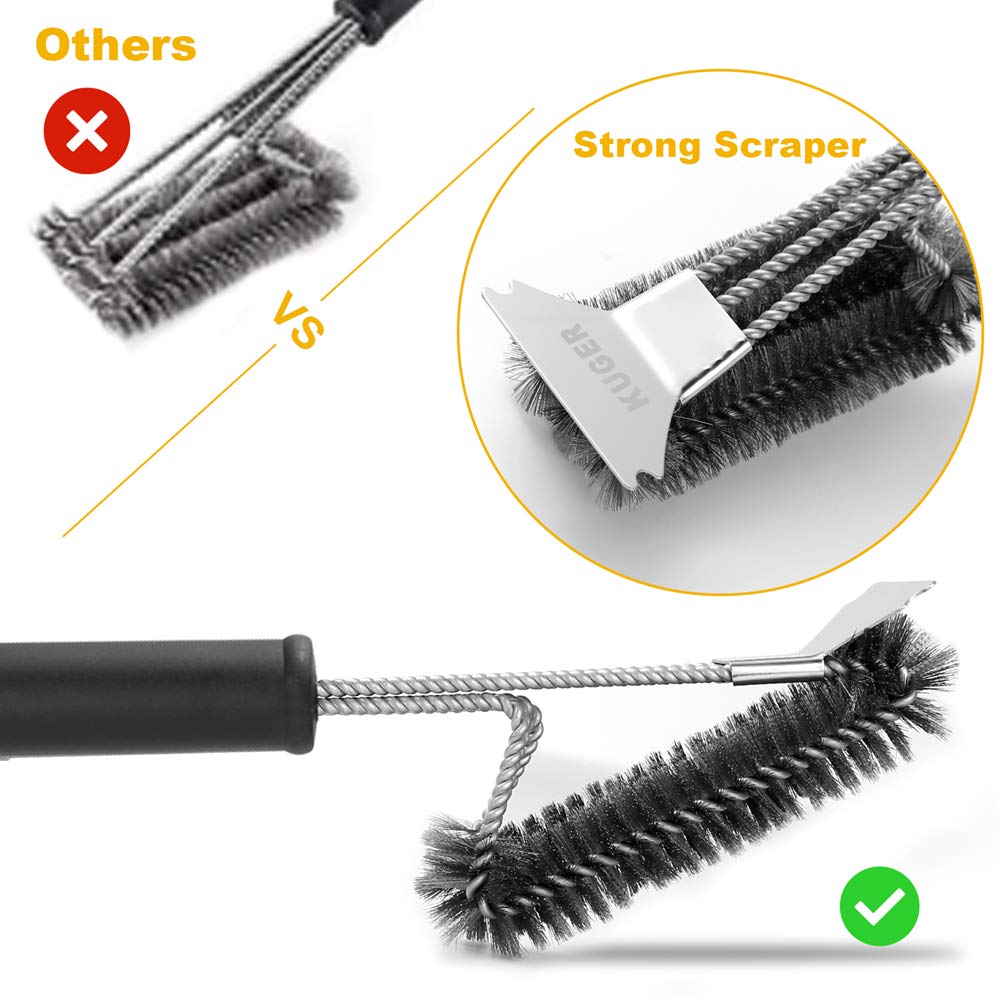 Kuger BBQ Grill Brush and Scraper, Barbecue Wire Grill Brush 18\
