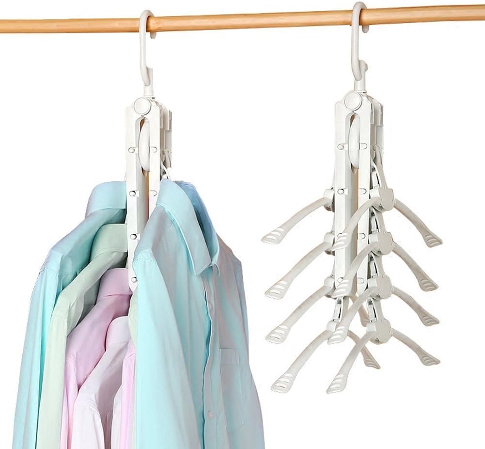 EFG Foldable Clothes Hanger, Multi-Function Plastic Garment Storage Organiser Ideal for Jeans Coats Professional Homewares Closet Accessories, White, Universal [Energy Class A++]