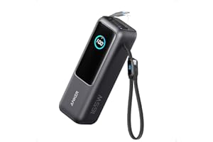 Anker Laptop Power Bank, 25,000mAh Portable Charger with Triple 100W USB-C Ports, Built-in Retractable Cables, Flight-Approve