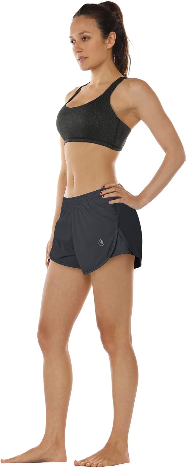 icyzone Workout Shorts Built-in Brief - Women's Gym Exercise Athletic Running Yoga Shorts: Clothing