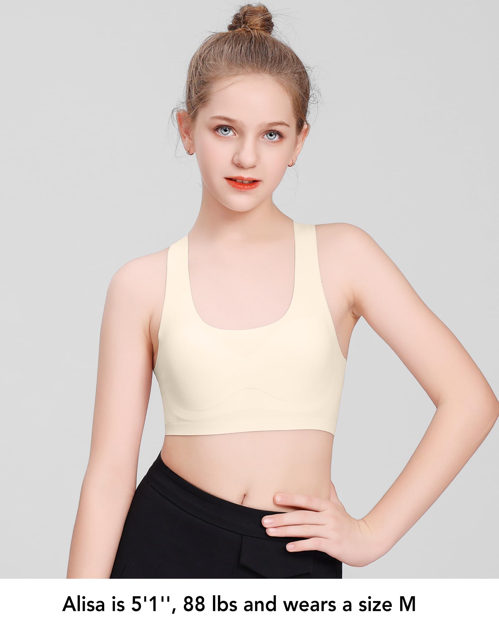 Training Girls Bras for Teens 10-16 Racerback Seamless Design with Removable Soft Padding Bras