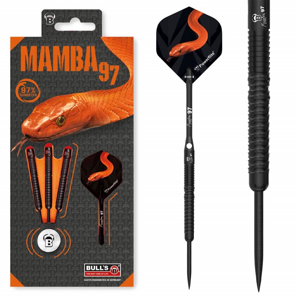 Bull's Mamba 97 M6 Steel Dart, Titanium Coated Barrel Made of 97% Tungsten