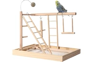 RoseFlower Parrot Playstand Bird Playground Wood Perch Gym Playpen with Ladder Swing - Play Stand Exercise Toys Cage Accessories Playgym for Pet Cockatiel Parakeets Budgie #7