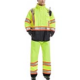 SKSAFETY Hi Vis Safety Rain Jacket for Men, Construction Work Rain Gear Heavy Duty Class 3 Rain Coat Waterproof Lightweight