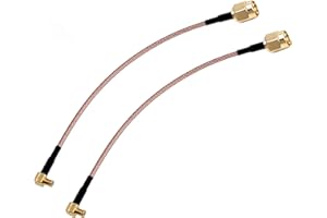 DHT Electronics 2PCS RF coaxial coax cable assembly SMA male to MCX male right angle 6''