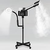 Artist hand Facial Steamer Professional 3 in 1 Hot and Cold Facial Steamer with 5X LED Magnifying Lamp, Esthetician Facel Steamer Fast Heating for Beauty Salon Spa Home Use, Black