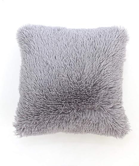 Amazon Co Jp 冬用クッションカバー ファークッションカバー フェイクファークッションカバー グレー 40 X 40 Cm ホーム キッチン