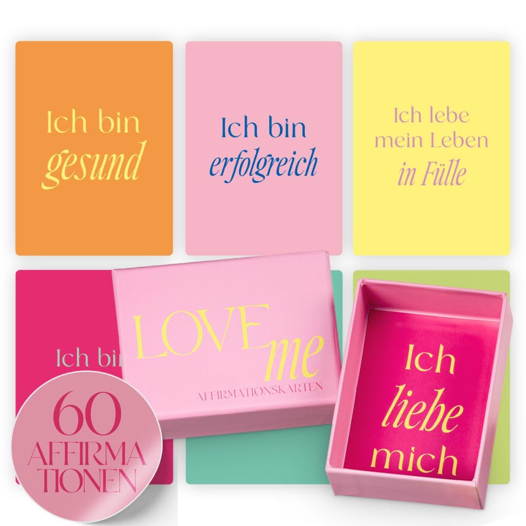 Affirmation Cards for Adults - For More Self-Love, Motivation and Confidence - Mindfulness Cards - 60 Lucky Cards - Positive Affirmations for Adults (German)