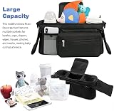 Tyuodna Baby Pram Bag Stroller Organiser with 2 Insulated Cup Holders Black view 3