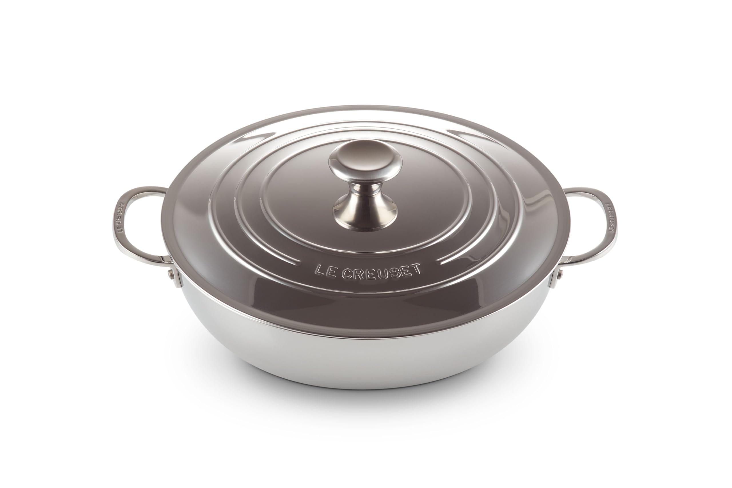 Le Creuset Shallow Casserole with Lid, 3-Ply Signature Stainless Steel, Ø 30 cm, 4.8 L