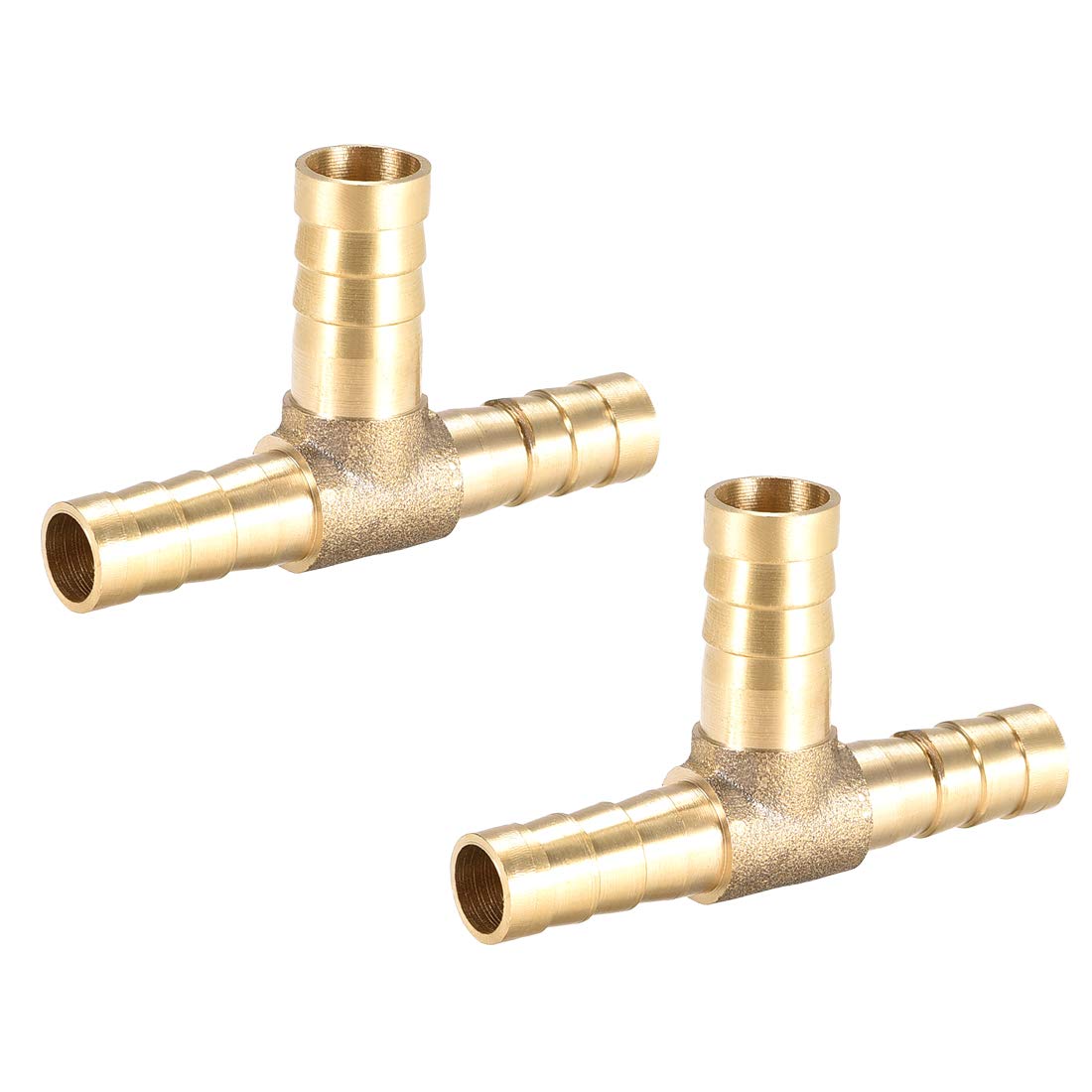 sourcing map Tee Brass Barb Fitting Reducer 3 Way, Fit Hose ID 8x10x8mm 2pcs