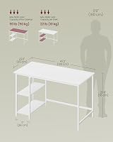 VASAGLE Computer Desk Maple White LWD047W44 Steel Frame 120x60 view 6