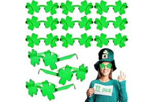 LUKBERA 12Pcs St. Patrick's Day Shamrock Sunglasses, Irish Green Clover Glasses for Adults Kids Saint Patrick’s Day Party Favor Decoration Accessories